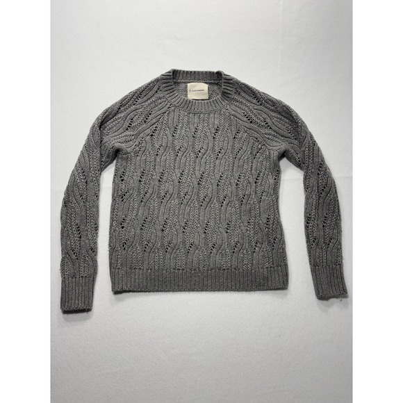 Lucky Brand Sweaters - Lucky Brand Sweater Womens Small Gray Open Knit Crew Neck Raglan Glitter Alpaca